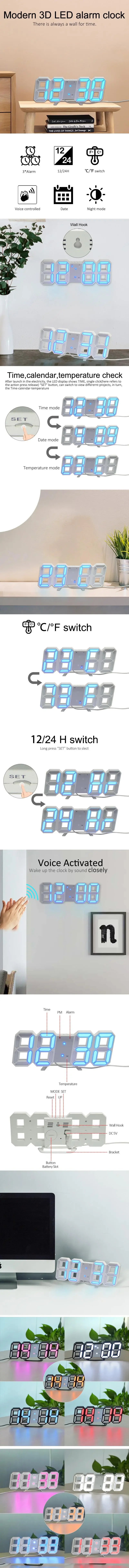 3D LED Alarm Clock