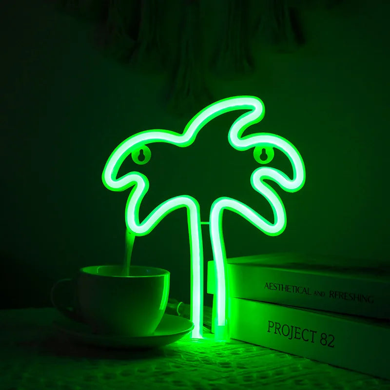 Neon Palm Tree Art